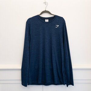 Gymshark Men’s Long Sleeve Performance Training Top Size XXL Navy Blue